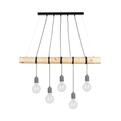 Trabo concrete lampa wisząca 5xe27 max.60w sosna naturalna/czarny/szary 69499504
