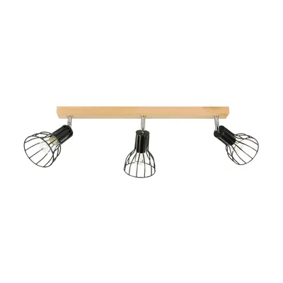 Lampa sufitowa megan wood 3xe14 max.40w drewno brzozowe/czarny metal 2344360
