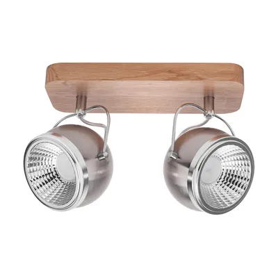 Lampa sufitowa z drewna ball w zestawie 2xgu10 6w led olejowany dąb/satynowy metal/chromowany metal 5031274