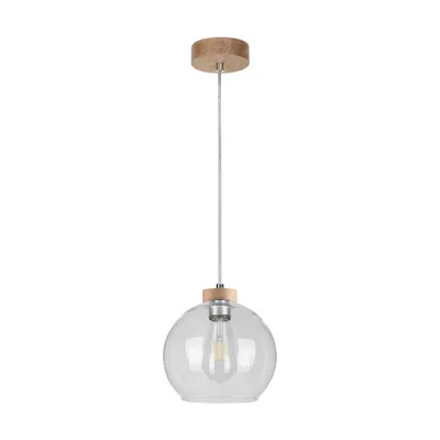Lampa wisząca laguna wood 1xe27 max.60w dąb olejowany/przezroczysty kabel pcv/przezroczyste szkło 18710174
