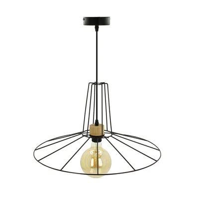Lampa wisząca ferro 1xe27 max.60w dąb olejowany/czarny metal/czarny kabel pvc 101021231018
