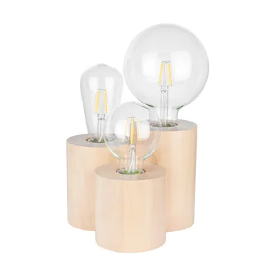 Okrągła lampa stołowa vincent 3xe27 maks. 15w drewno brzozowe/kabel z czarnej tkaniny 2266360