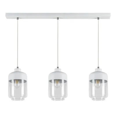 Lampa wisząca amaretto 3xe27 max.60w biały metal/pvc/szkło biało-przezroczyste 15800302
