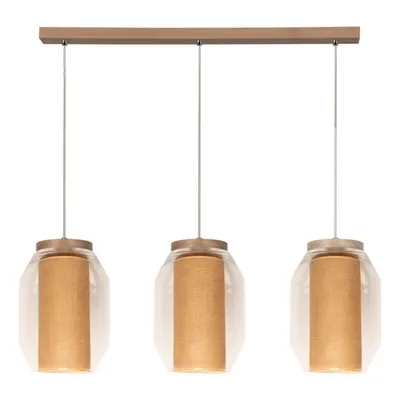 Vaso jute lampa wisząca 3xe27 max.15w led dąb olejowany/transparentny pvc/transparentny/beżowy 179110374