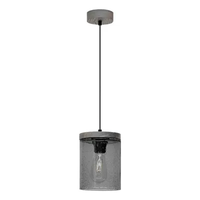 Lampa wisząca monsun 1xe27 max.60w witraż sosnowy szary/czarny kabel pcv/szkło dymne 161859157