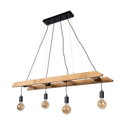 Lampa wisząca eskalo 4xe27 max.60w bejcowana sosna brązowa/czarny metal/czarny kabel pcv 7219451