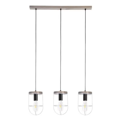 Lampa wisząca netuno 3xe27 max.15w led witrażowa sosna szara/czarny metal/czarny kabel pcv/srebrny metal 1871759357