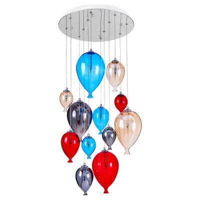 Balonowa lampa wisząca w zestawie 9xg4 max.20w chromowany metal/wielokolorowe szkło 1791215