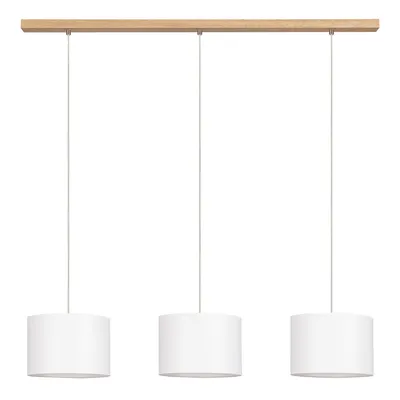 Lampa wisząca dove 3xe27 max.40w dąb olejowany/przezroczysty kabel pcv/abażur z białej tkaniny 16380374