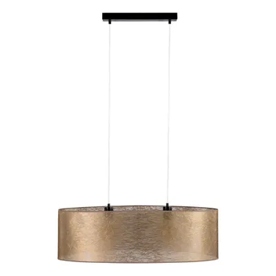 Lampa wisząca nevoa 2xe27 max.40w czarny metal/przezroczysty kabel pcv/klosz ze złotej tkaniny 17940204