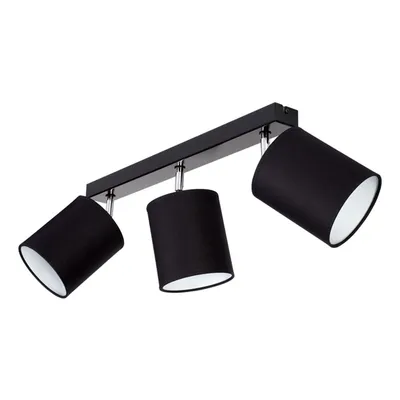 Aprillia lampa sufitowa 3xe27 max.25w czarny metal/chromowany metal/czarny klosz tkaniny 56746304