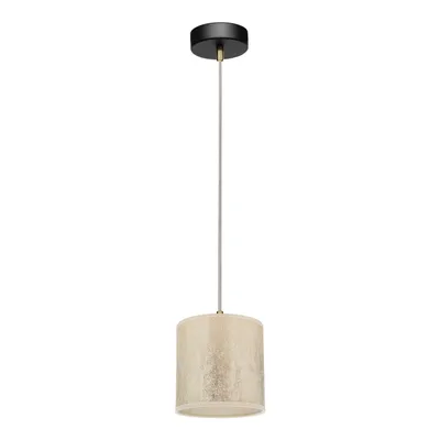 Lampa wisząca ora 1xe27 maks. 25w czarny metal/przezroczysty kabel pcv/klosz ze złotej tkaniny 962041121
