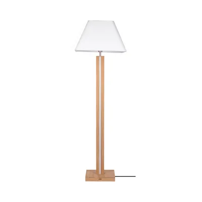 Poczwórna lampa podłogowa 1xe27 maks. 60w 2xled 24v zintegrowana 3350lm 3000k 36w dąb olejowany/antracytowy kabel z tkaniny/biały klosz z tkaniny 6451174