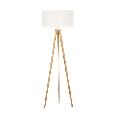 Boho lampa podłogowa 1xe27 max.60w dąb olejowany/transparentny pvc/beżowy 74191074