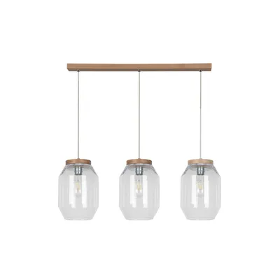 Lampa wisząca vaso 3xe27 max.60w dąb olejowany/przezroczysty kabel pcv/przezroczyste szkło 169110374