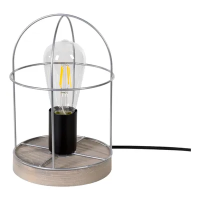 Lampa stołowa netuno 1xe27 max.25w bejcowana sosna szara/czarny metal/srebrny metal 88759157