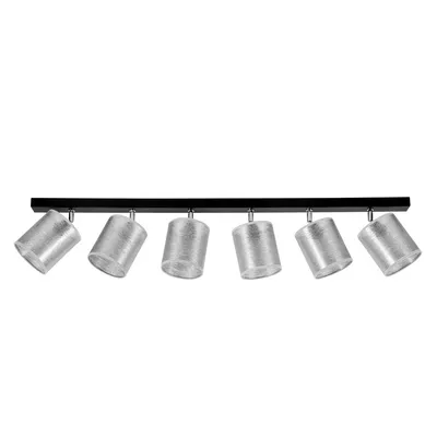 Lampa sufitowa nevoa 6xe27 max.25w czarny metal/chromowany metal/srebrny klosz tkaniny 56794604
