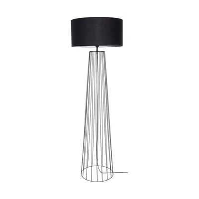 Lampa podłogowa swan 1xe27 maks. 60w czarny metal/czarny kabel pcv/czarny klosz z tkaniny 79249104