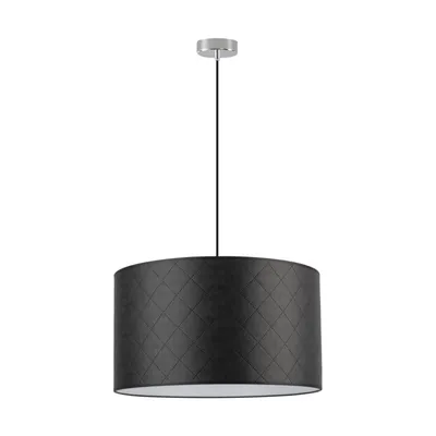 Lampa wisząca mirabella 1xe27 maks. 60w chromowany metal/czarny kabel z tkaniny/czarny klosz z materiału syntetycznego 1696928