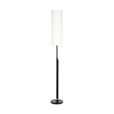 Lampa podłogowa eleganta w zestawie zintegrowana dioda led 1800lm+500lm 3000k 22w czarny matowy metal/czarny kabel z tkaniny/biały klosz z tkaniny 15921104