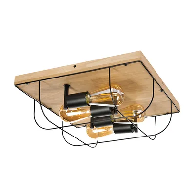 Lampa ścienna/sufitowa netuno 4xe27 max.15w led dąb olejowany/czarny metal 92044474