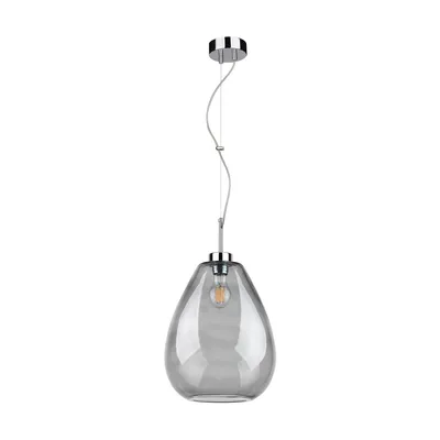 Lampa wisząca piro 1xe27 max.60w chromowany metal/przezroczysty kabel pcv/szkło dymne 9823028