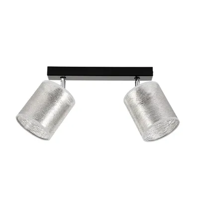 Lampa sufitowa nevoa 2xe27 max.25w czarny metal/chromowany metal/srebrny klosz tkaniny 56794204