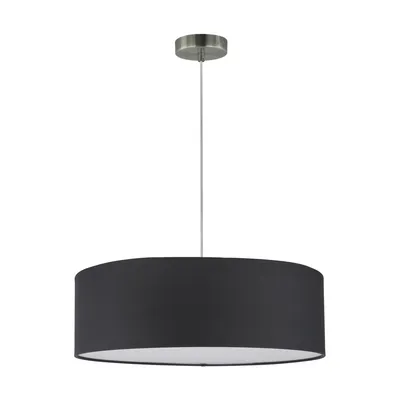 Lampa wisząca josefina 3xe27 max.25w satynowy metal/przezroczysty kabel pcv/antracytowy klosz z tkaniny 57850127