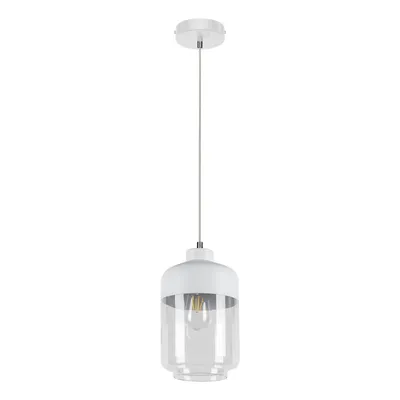 Lampa wisząca amaretto 1xe27 max.60w biały metal/pvc/szkło biało-przezroczyste 15800102