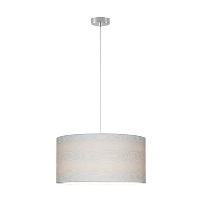 Lampa wisząca leila 1xe27 maks. 60w chromowany metal/przezroczysty kabel pvc/wielokolorowy papier + klosz z pcv z wzorem drewna 3562028
