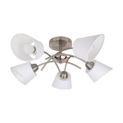Lampa sufitowa mette 5xe27 maks. 40w satynowy metal/biały klosz z tkaniny 8341527