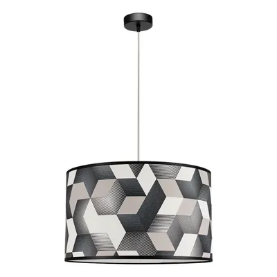 Lampa wisząca espacio 1xe27 maks. 60w czarny metal/przezroczysty kabel pcv/wielokolorowa tapeta 15480104
