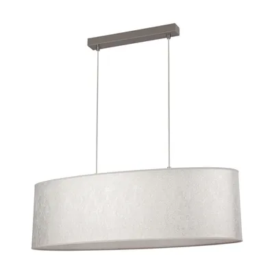 Lampa wisząca prata 2xe27 max.40w szary metal/przezroczysty kabel pcv/srebrny klosz tkaniny 957280427