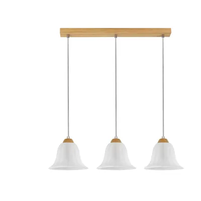 Lampa wisząca anna 3xe27 max.60w dąb olejowany/przezroczysty kabel pcv/szkło białe 17940374