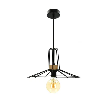 Lampa wisząca ferro 1xe27 max.60w dąb olejowany/czarny metal/czarny kabel pvc 1010421231017