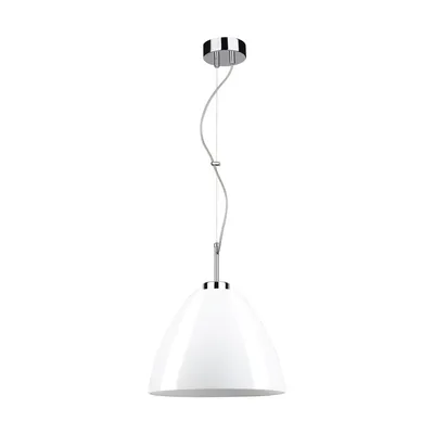 Lampa wisząca tumulo 1xe27 max.60w chromowany metal/przezroczysty kabel pvc/białe szkło 9854028