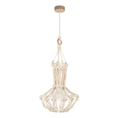 Lampa wisząca samba 1xe27 max.15w led dąb olejowany/kremowy sznurek bawełniany/kabel z naturalnej tkaniny 18717174