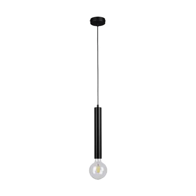 Lampa wisząca w kształcie beczki 1xe27 max.60w czarny metal/czarny kabel pvc 16709104