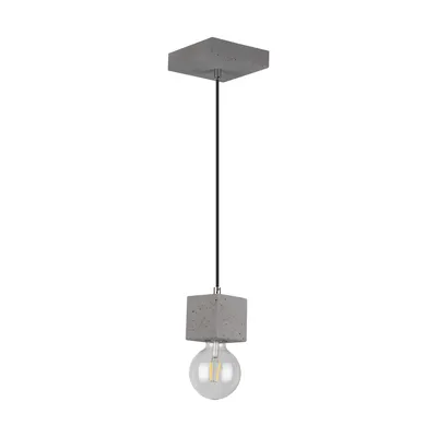 Mocna kwadratowa lampa wisząca 1xe27 max.60w szary beton/czarny kabel z tkaniny 7089136
