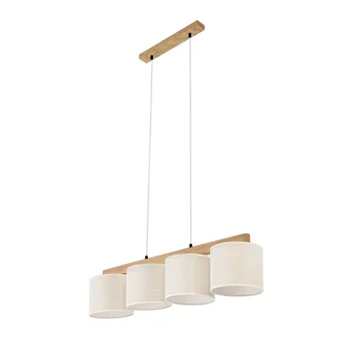 Boho lampa wisząca 4xe27 max.25w dąb olejowany/transparentny pvc/beżowy 529110404
