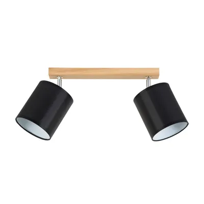 Aprillia lampa sufitowa 2xe27 maks. 25w dąb olejowany/czarny klosz z tkaniny 56746274