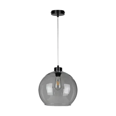 Lampa wisząca laguna 1xe27 max.60w czarny metal/przezroczysty kabel pcv/szkło dymne 18620104