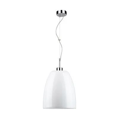 Lampa wisząca campana 1xe27 maks. 60w chromowany metal/przezroczysty kabel pvc/białe szkło 9844028