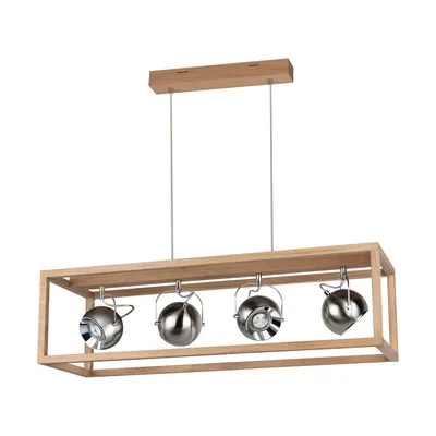 Lampa wisząca roy zawiera 4xled gu10 5w olejowany dąb/satynowy metal/przezroczysty kabel pvc 61670474