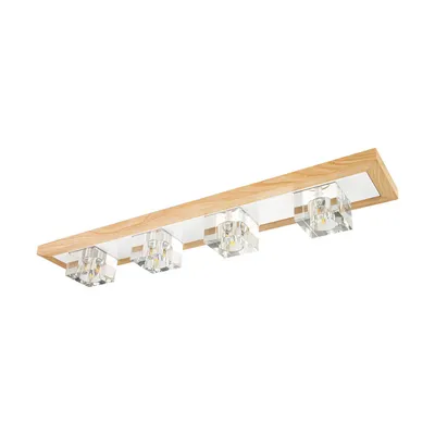 Lampa sufitowa berko w zestawie 4xg4 2,5w dąb olejowany/biały metal/biało-przezroczyste szkło 4047405900000