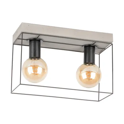Betonowa lampa sufitowa gretter 2xe27 max.60w szary beton/czarny metal 919408236