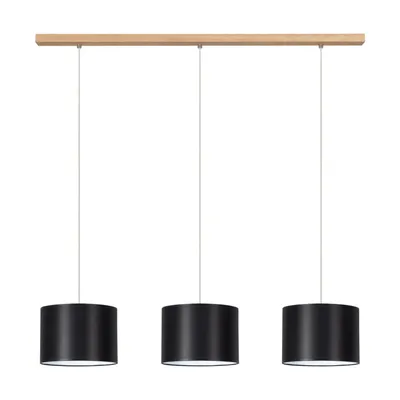 Lampa wisząca dove 3xe27 max.40w dąb olejowany/przezroczysty kabel pcv/klosz z czarnej tkaniny 16400374