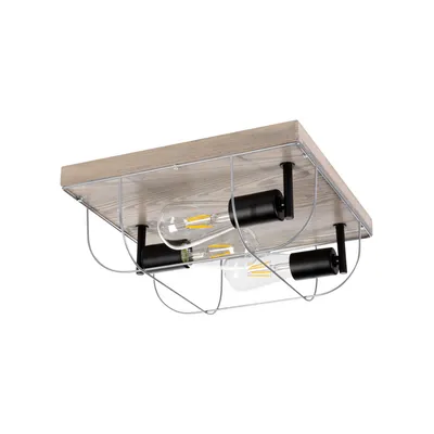 Lampa ścienna/sufitowa netuno 3xe27 max.15w led witrażowa sosna szara/czarny metal/srebrny metal 92073357
