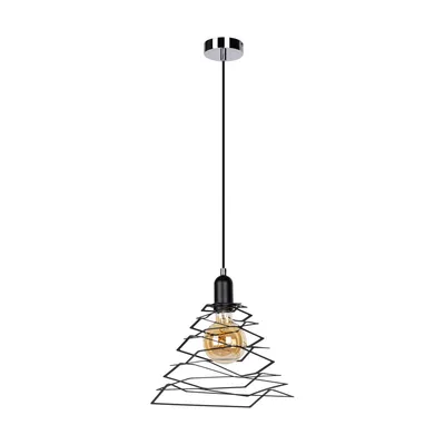 Lampa wisząca komet 1xe27 max.60w chromowany metal/czarny metal/czarny kabel pcv 1855104