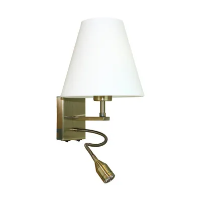 Kinkiet relax 1xe27 max.60w 1xled zintegrowany 110lm 3000k 1w patynowy metal/biały klosz tkaniny 5713111